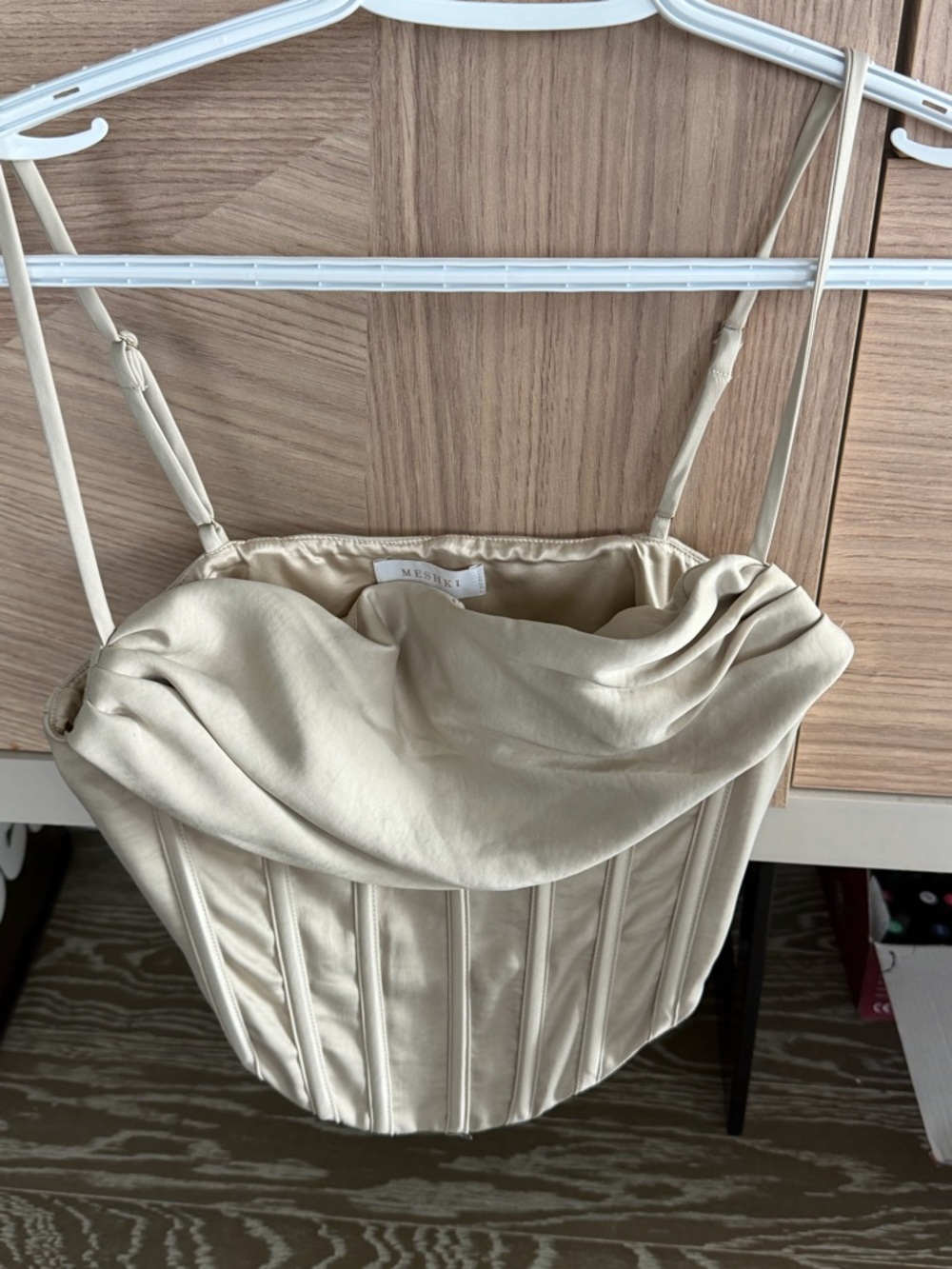Meshki Cream Satin Corset Top